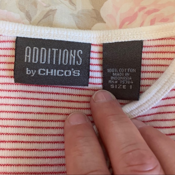Additions by Chico’s Top Candy Stripe 3-button Henley Shirt - Picture 3 of 4